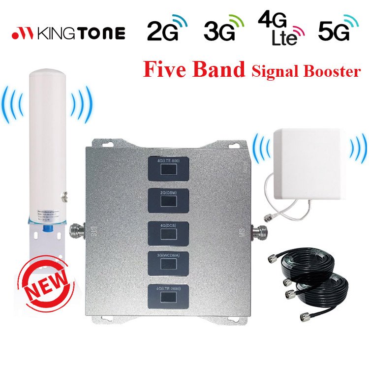 5 Band Mobile Signal Booster Cellular Amplifier 800 900 1800 2100 2600 EU Cell Networks Signal Booster Amplifier 3G 4G 5G
